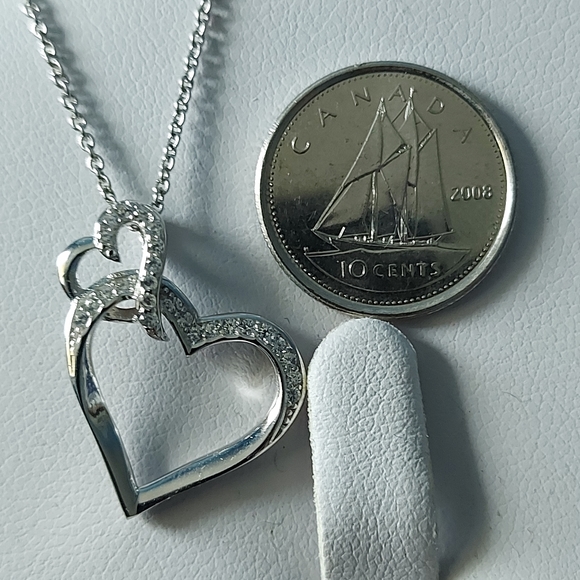 Heart Link Pendant Necklace ,925 Sterling Silver - Picture 8 of 8
